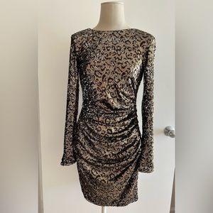 Dress the Population size M Lolita Gold Sequin Leopard Dress